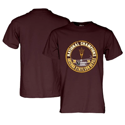 T-shirt unisexe bleu 84 marron Arizona State Sun Devils 2024 NCAA pour hommes, champions nationaux de natation et plongée