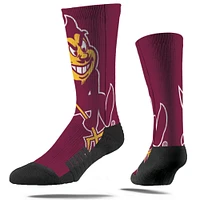 Chaussettes unisexes Strideline Maroon Arizona State Sun Devils de qualité supérieure avec mascotte