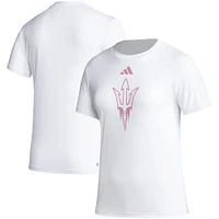 T-shirt d'avant-match de sensibilisation au cancer du sein adidas White State Sun Devils AEROREADY pour femme