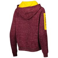 Women's Colosseum Maroon Arizona State Sun Devils The Devil Speckle Lace-Placket Raglan Pullover Hoodie