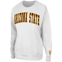 Women's Colosseum White Arizona State Sun Devils Campanile Pullover Sweatshirt