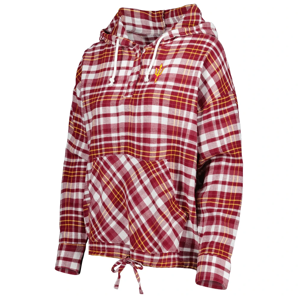 Women's Concepts Sport Maroon Arizona State Sun Devils Mainstay Lightweight Flannel Plaid Pullover Hoodie