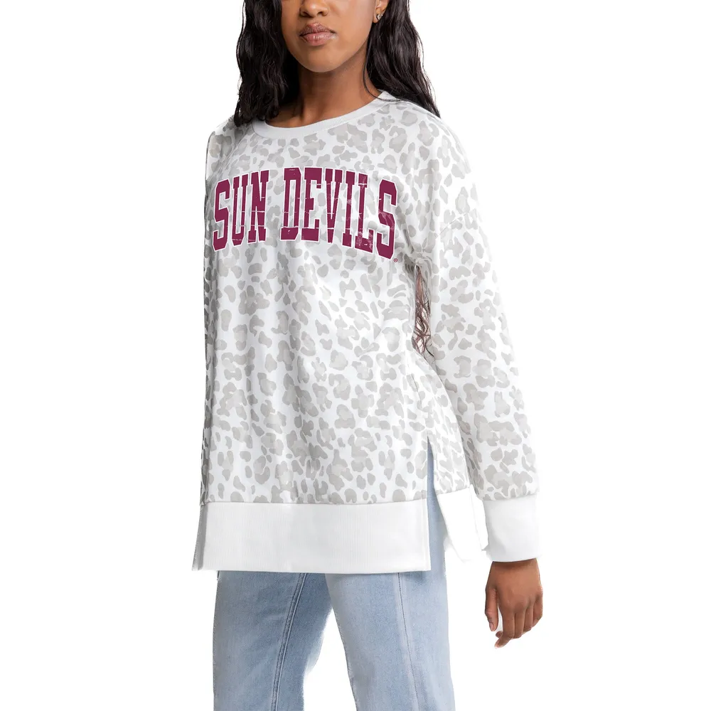 Women's Gameday Couture White Louisville Cardinals Run It Back Perfect Crewneck  Pullover Sweatshirt