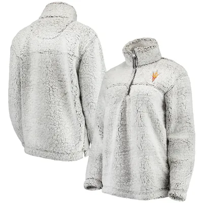 Women's Gray Oklahoma State Cowboys Sherpa Super Soft Quarter Zip Pullover  Jacket