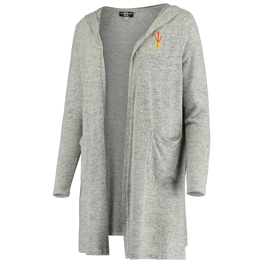 Women's Heathered Gray Arizona State Sun Devils Cuddle Soft Duster Open Cardigan