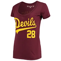 Marques Rétro originale pour femmes Jason Kipnis Maroon Arizona State Sun Devils Nom et numéro T-shirt d'équipe à col en V