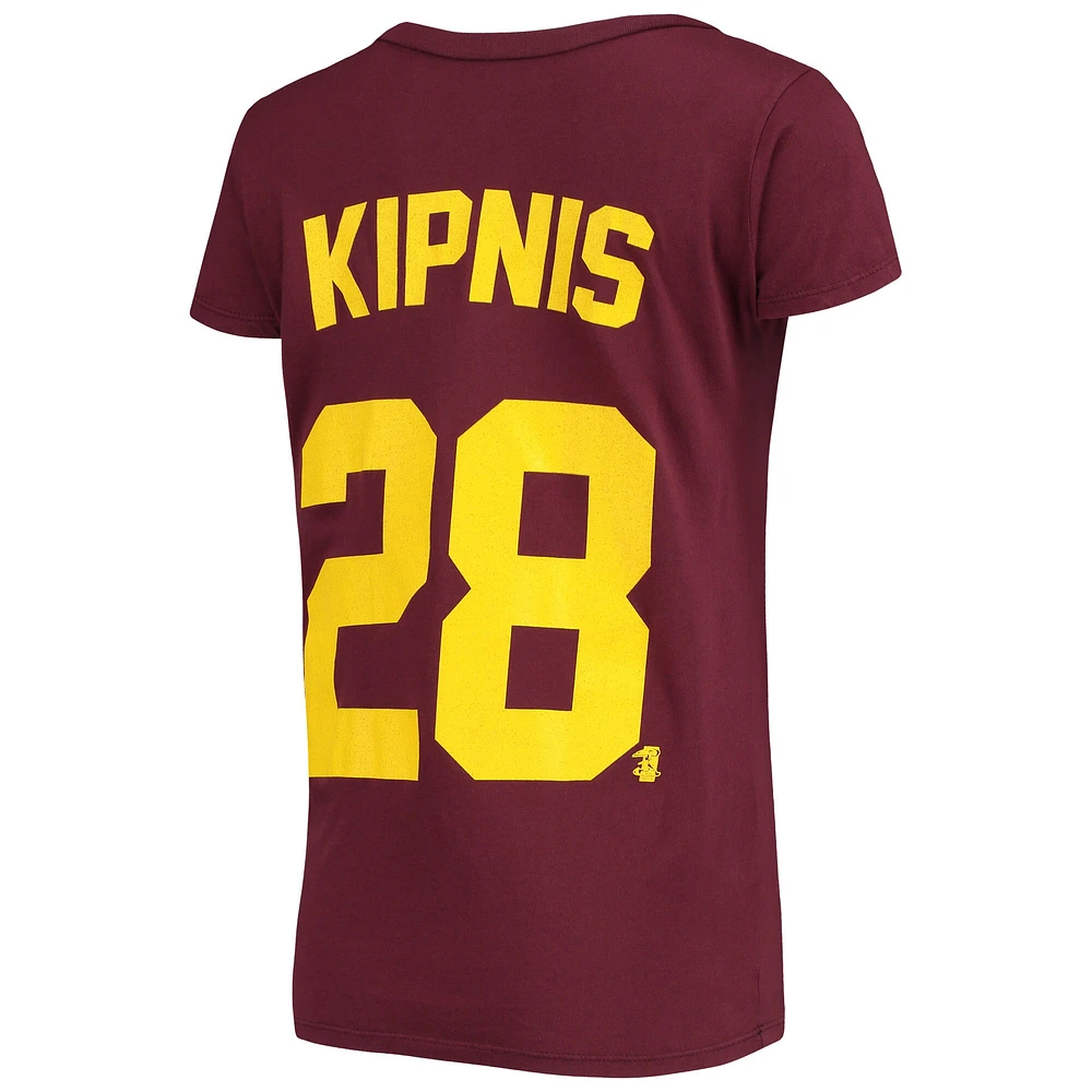 Marques Rétro originale pour femmes Jason Kipnis Maroon Arizona State Sun Devils Nom et numéro T-shirt d'équipe à col en V