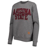 Women's Pressbox Heather Charcoal Arizona State Sun Devils Moose Quilted Pullover Sweatshirt