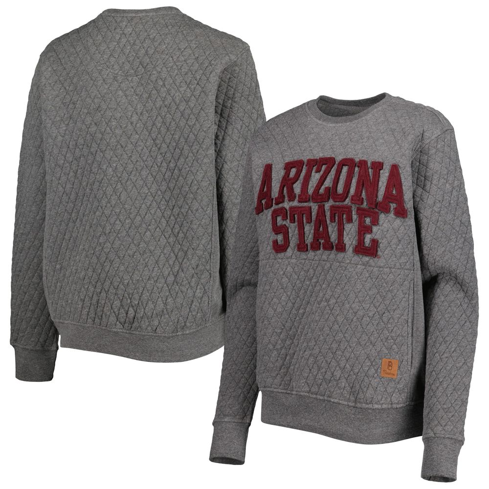 Women's Pressbox Heather Charcoal Arizona State Sun Devils Moose Quilted Pullover Sweatshirt