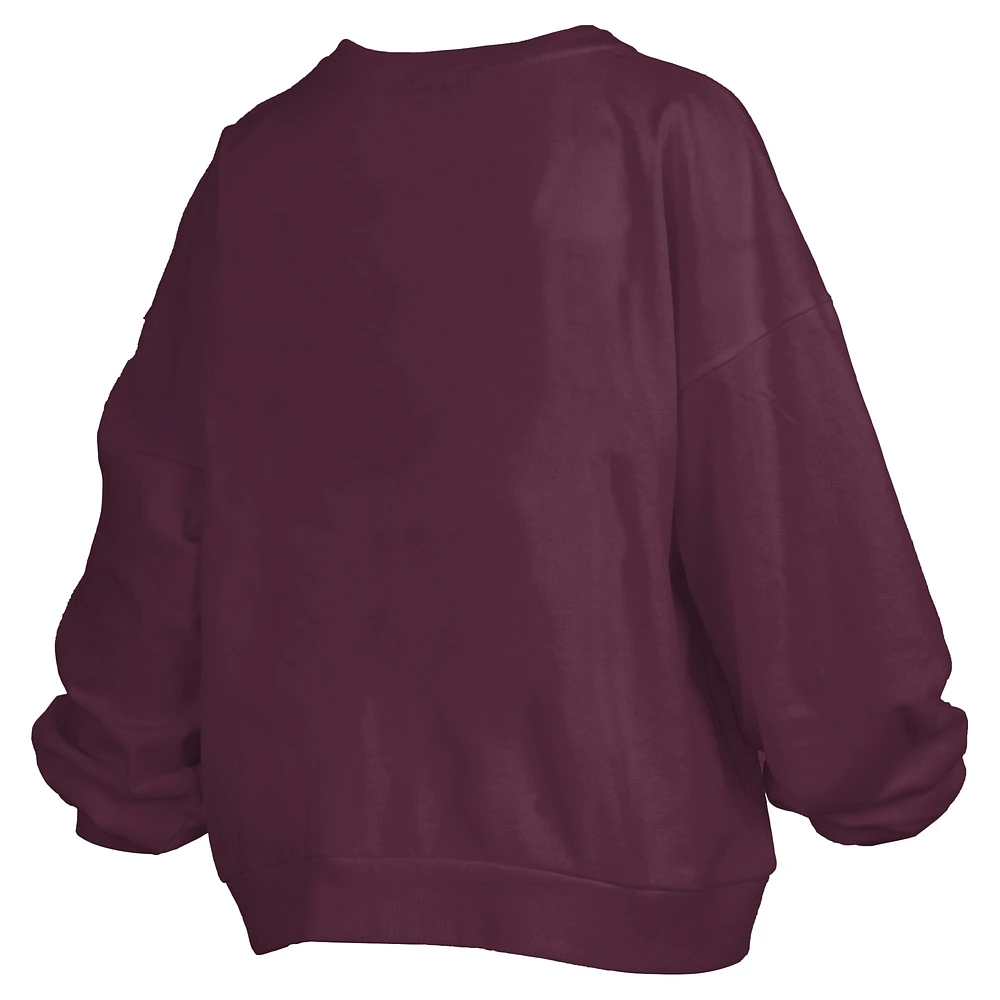 Women's Pressbox Maroon Arizona State Sun Devils Janise Arch Over Logo Waist Length Oversized Pullover Sweatshirt