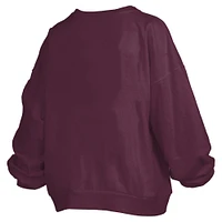 Women's Pressbox Maroon Arizona State Sun Devils Janise Arch Over Logo Waist Length Oversized Pullover Sweatshirt