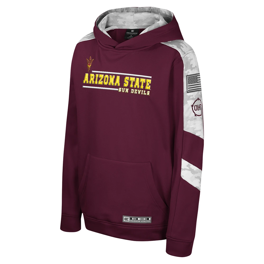 Youth Colosseum Maroon Arizona State Sun Devils OHT Military Appreciation Cyclone Digital Camo Pullover Hoodie