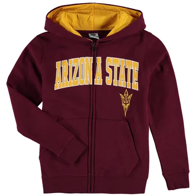 Arizona State Sun Devils Youth Applique Arch & Logo Full-Zip Hoodie - Maroon