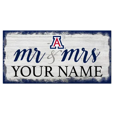 Arizona Wildcats 6" x 12" Personalized Mr. & Mrs. Script Sign