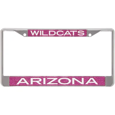 Arizona Wildcats Pink Glitter License Plate Frame with White Lettering