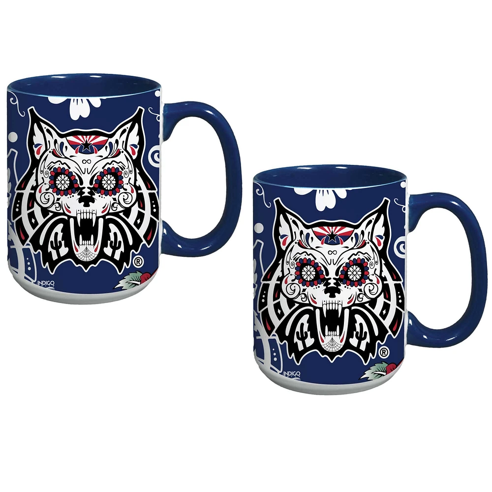 Lot de deux tasses à café Arizona Wildcats « Dia de Los Muertos »