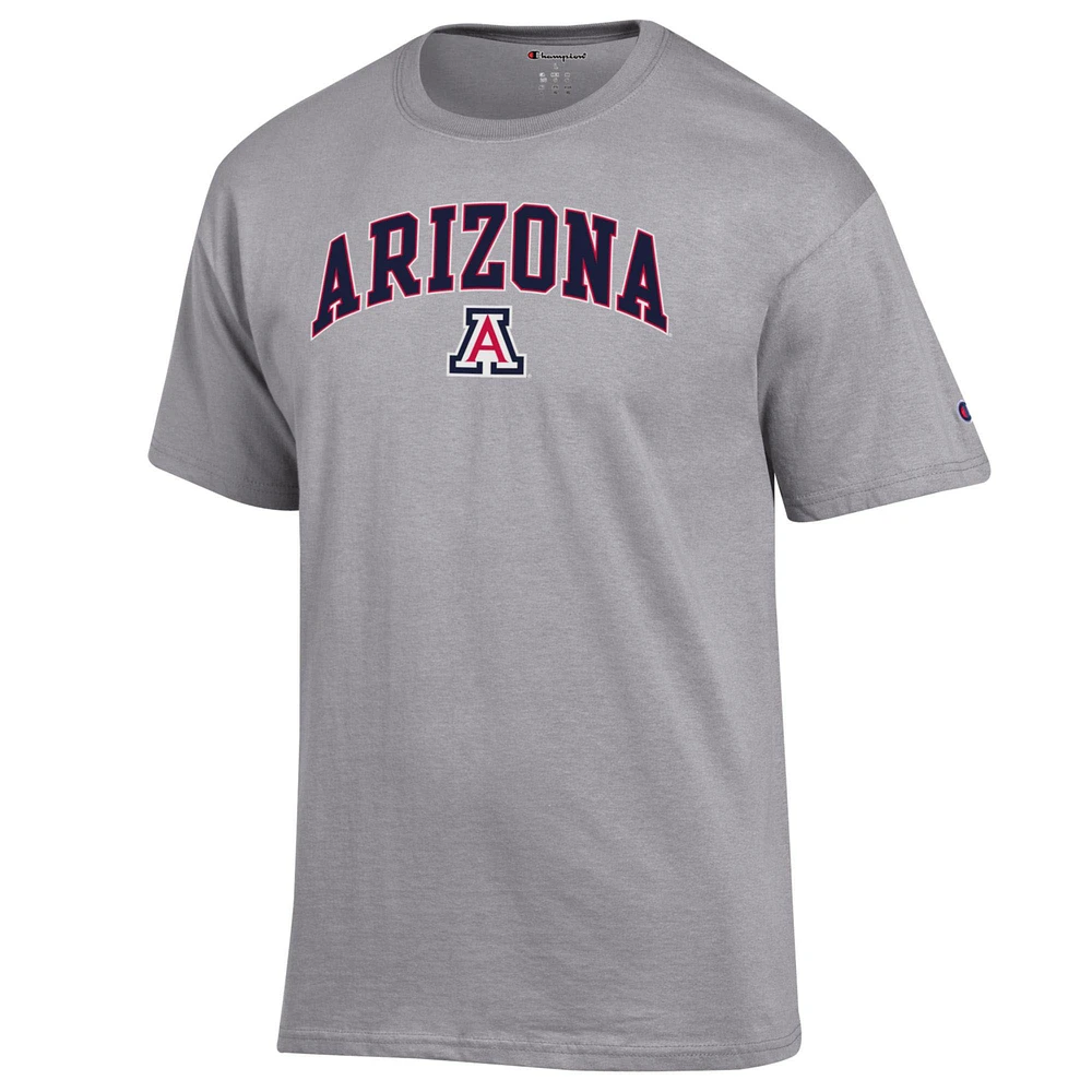 T-shirt Champion Heather Grey pour homme avec logo Arch Over des Arizona Wildcats