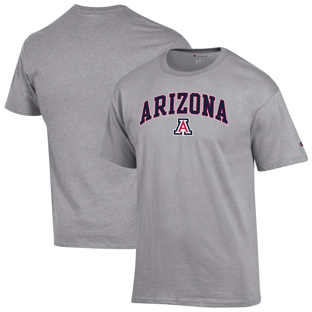 T-shirt Champion Heather Grey pour homme avec logo Arch Over des Arizona Wildcats