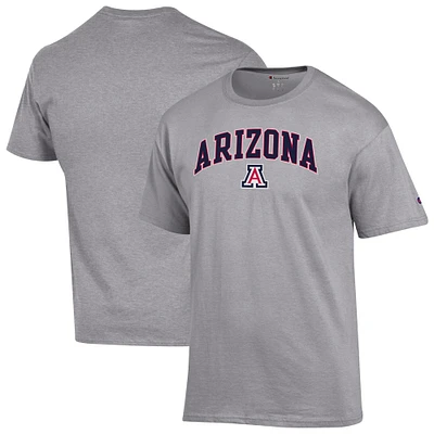 T-shirt Champion Heather Grey pour homme avec logo Arch Over des Arizona Wildcats