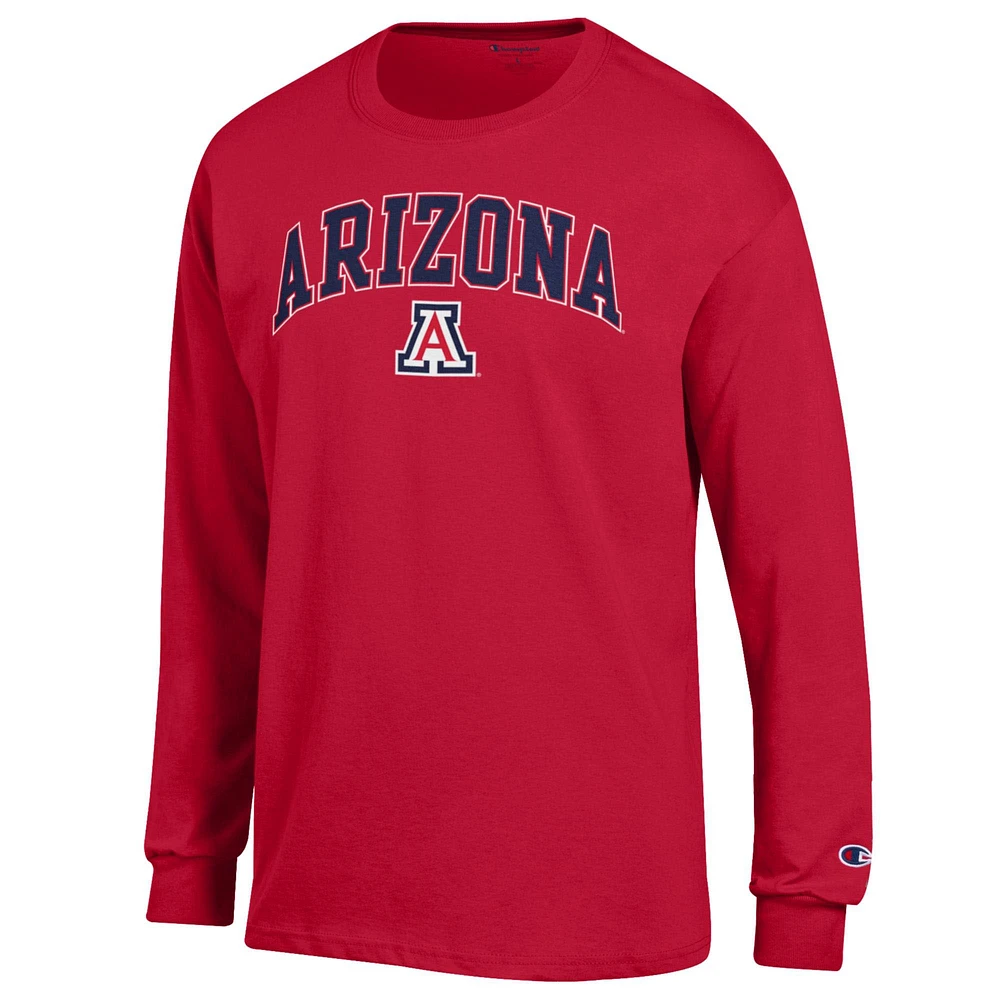 Men's Champion  Red Arizona Wildcats Arch Over Logo Long Sleeve T-Shirt