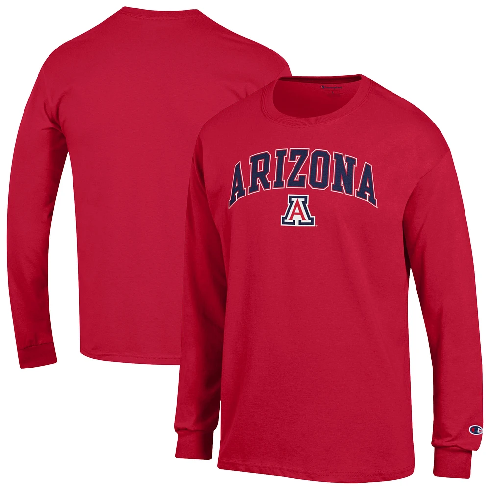 Men's Champion Red Arizona Wildcats Arch Over Logo Long Sleeve T-Shirt