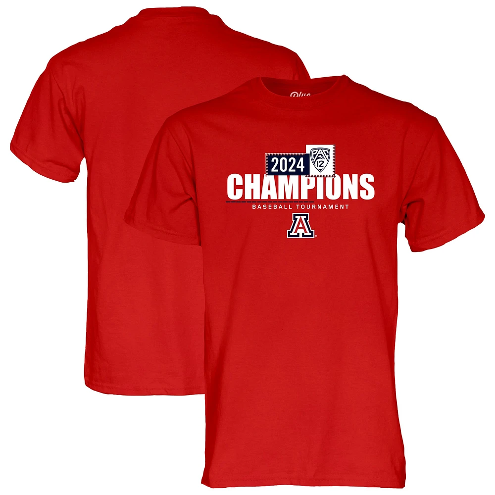 Men's Blue 84 Red Arizona Wildcats 2024 Pac-12 Baseball Conference Tournament Champions Locker Room T-Shirt