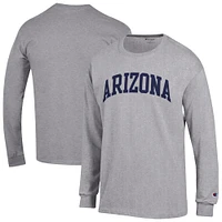 T-shirt à manches longues Basic Arch gris chiné Champion pour homme des Wildcats de l'Arizona