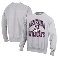 Men's Champion Heather Gray Arizona Wildcats Vault Late Night Reverse Weave Pullover Sweatshirt