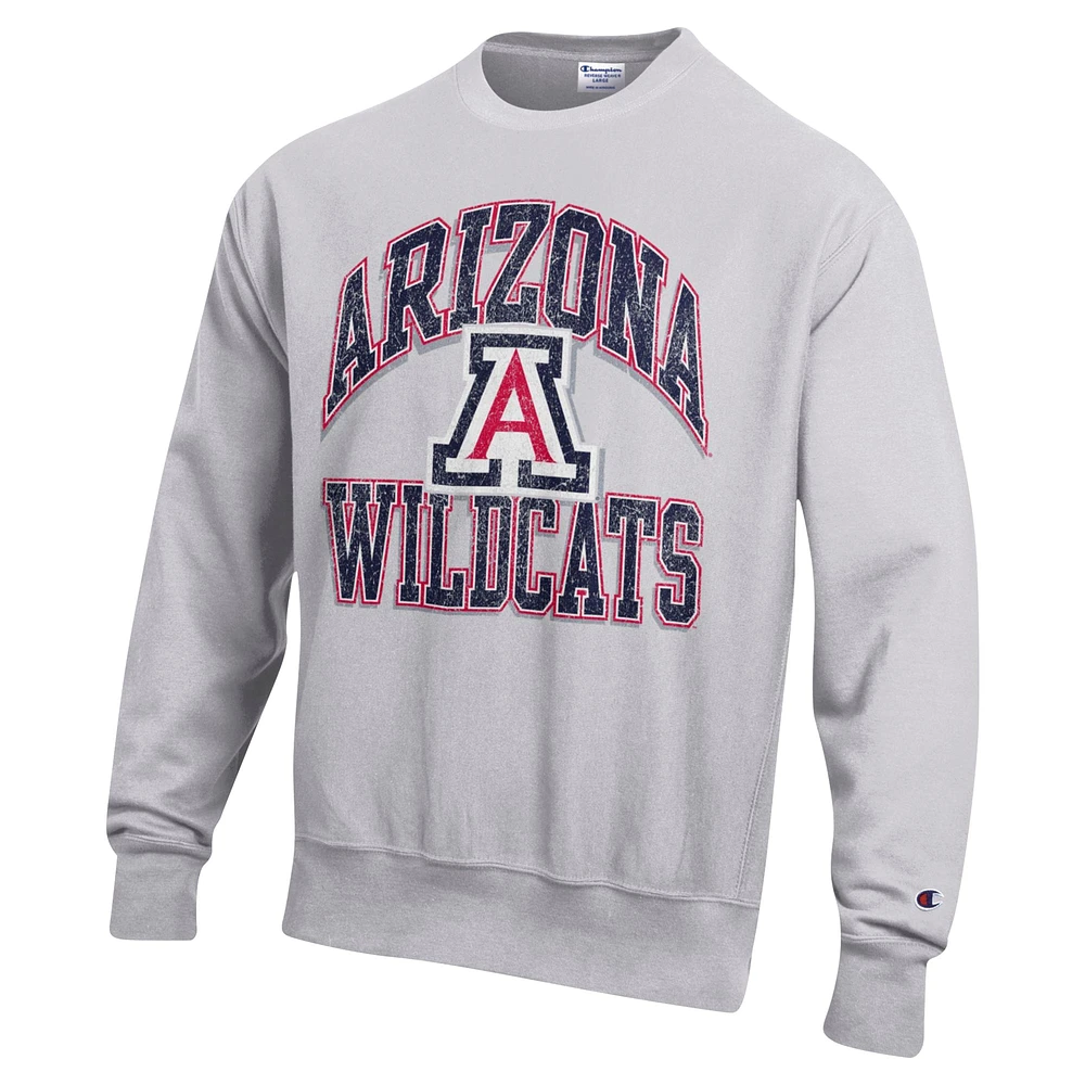 Sweat-shirt à enfiler Champion Heather Gray Arizona Wildcats Late Night Reverse Weave pour homme