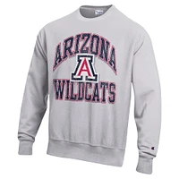 Men's Champion Heather Gray Arizona Wildcats Vault Late Night Reverse Weave Pullover Sweatshirt