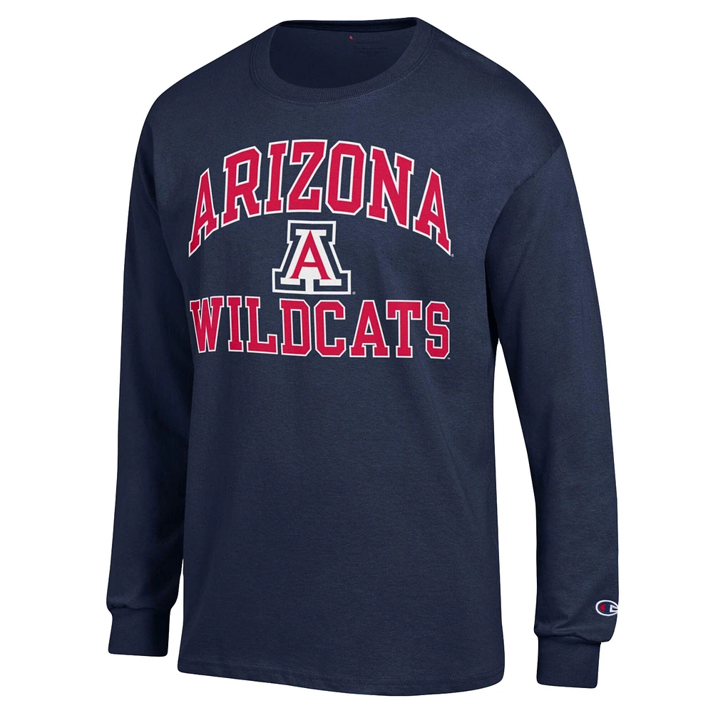 T-shirt à manches longues Champion pour hommes, bleu marine, Arizona Wildcats High Motor