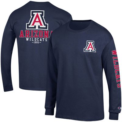 Men's Champion Navy Arizona Wildcats Team Stack Long Sleeve T-Shirt