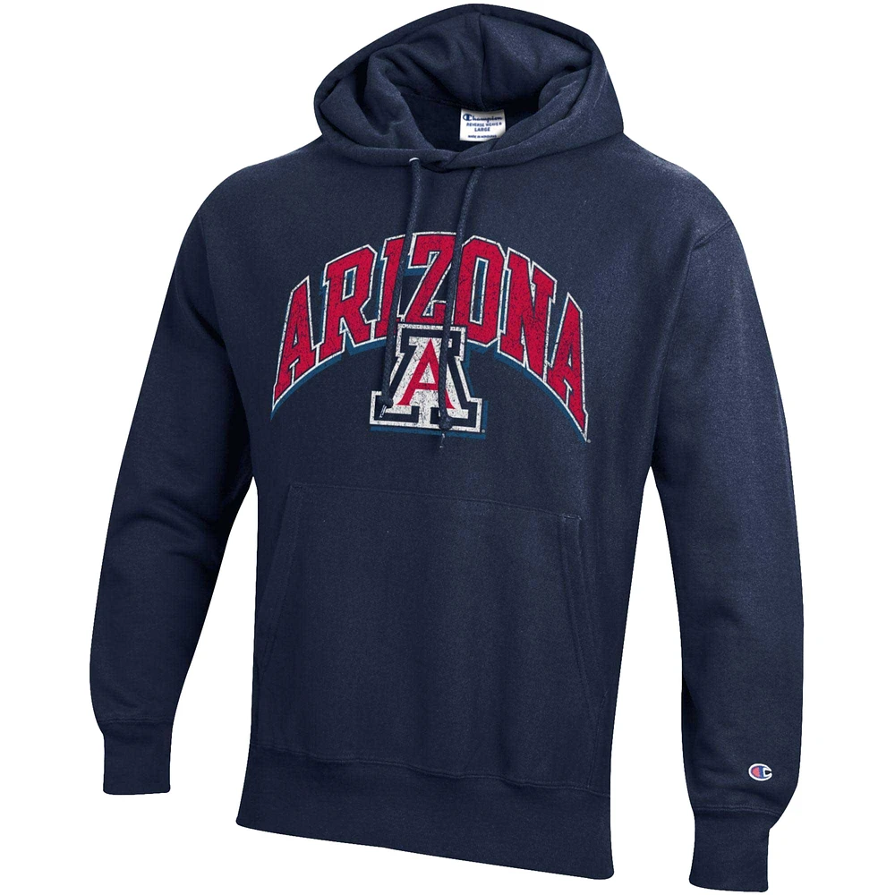 Men's Champion Navy Arizona Wildcats Vault Late Night Reverse Weave Pullover Hoodie