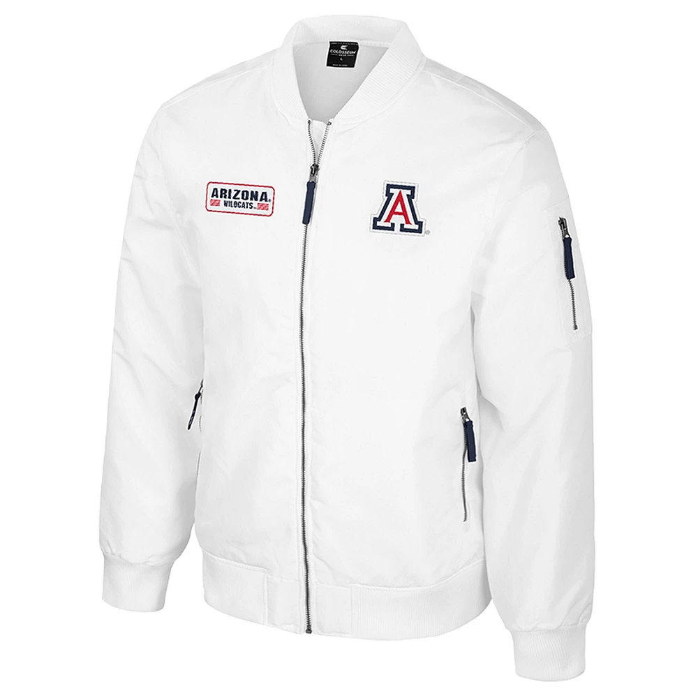 Blouson aviateur entièrement zippé Colosseum Arizona Wildcats White Rabbit pour homme