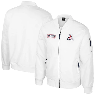 Blouson aviateur entièrement zippé Colosseum Arizona Wildcats White Rabbit pour homme