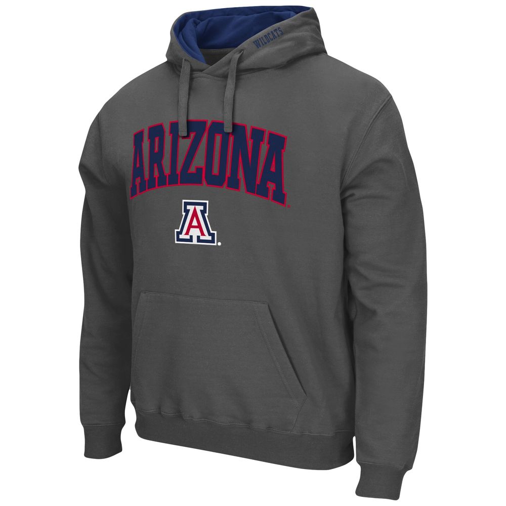 Men's Colosseum Charcoal Arizona Wildcats Arch & Logo 3.0 Pullover Hoodie