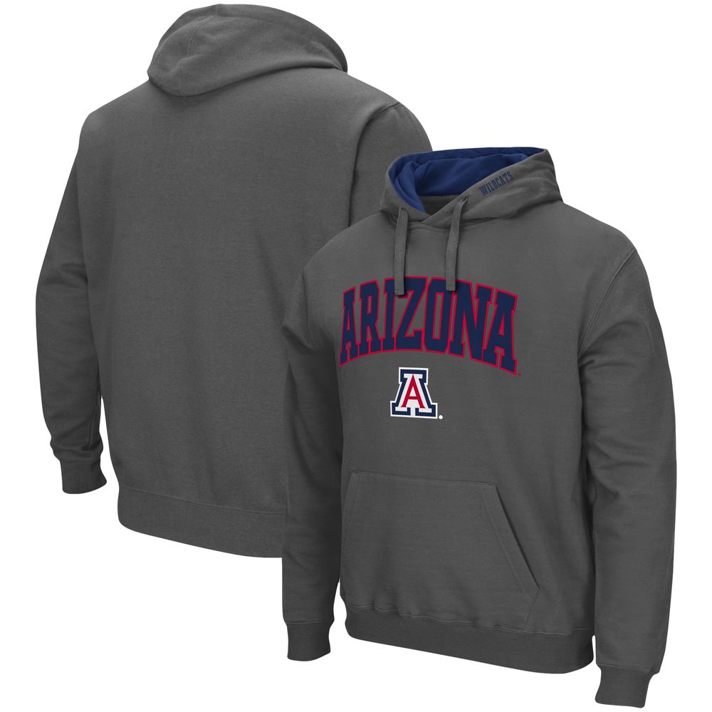 Men's Colosseum Charcoal Arizona Wildcats Arch & Logo 3.0 Pullover Hoodie