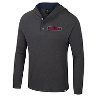 T-shirt à capuche manches longues Henley pour homme Colosseum Charcoal Arizona Wildcats Dujour Ralgan