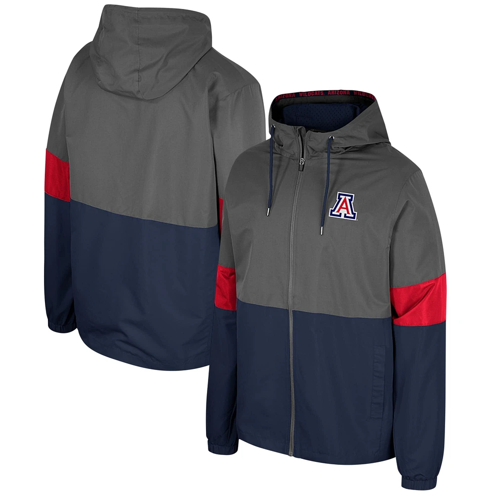 Men's Colosseum Charcoal Arizona Wildcats Miles Full-Zip Hoodie Jacket