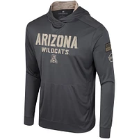 T-shirt à capuche manches longues pour hommes Colosseum Charcoal Arizona Wildcats OHT Military Appréciation