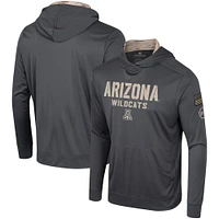 T-shirt à capuche manches longues pour hommes Colosseum Charcoal Arizona Wildcats OHT Military Appréciation