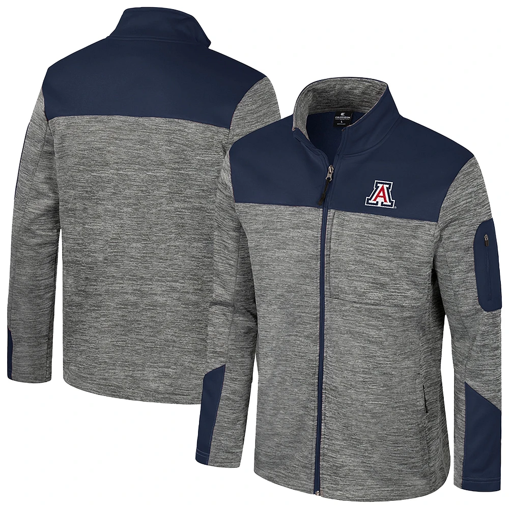 Veste zippée intégrale pour homme Arizona Wildcats Colosseum gris/bleu marine