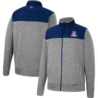 Men's Colosseum Gray/Navy Arizona Wildcats Putter Herringbone Full-Zip Jacket