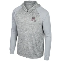 Men's Colosseum Gray Arizona Wildcats Cybernetic Raglan Quarter-Zip Hooded Top