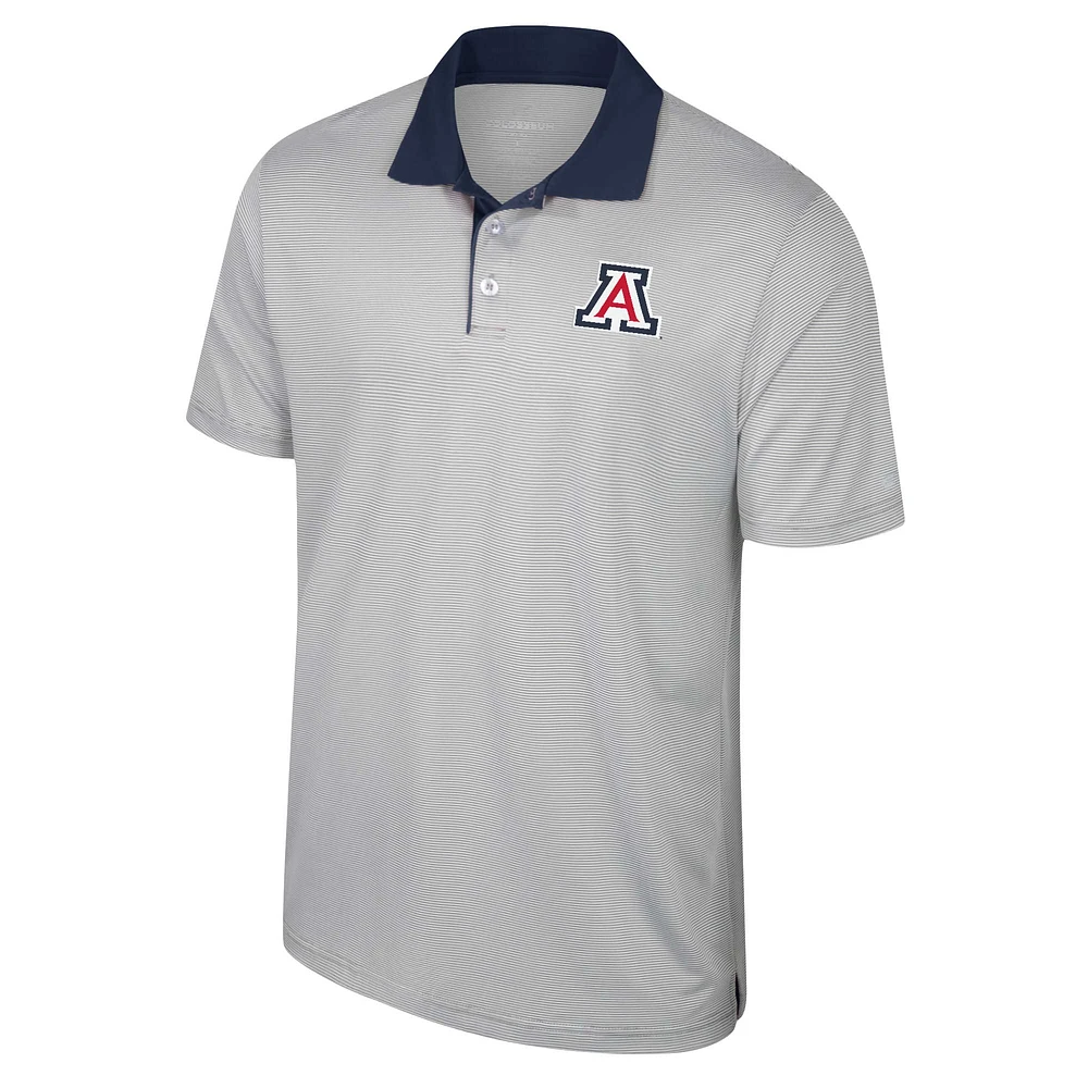 Polo rayé Tuck pour hommes, gris Colosseum, Arizona Wildcats