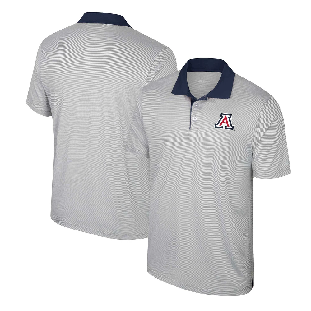 Polo rayé Tuck pour hommes, gris Colosseum, Arizona Wildcats