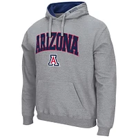 Men's Colosseum Heather Gray Arizona Wildcats Arch & Logo 3.0 Pullover Hoodie