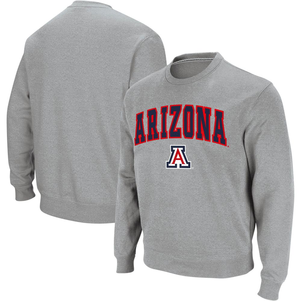 Men's Colosseum Heather Gray Arizona Wildcats Arch & Logo Crew Neck Sweatshirt