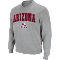 Men's Colosseum Heather Gray Arizona Wildcats Arch & Logo Crew Neck Sweatshirt