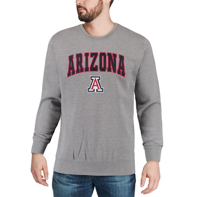 Colosseum Heather Grey Arizona Wildcats Arch & Logo Crew Neck Sweat-shirt pour homme